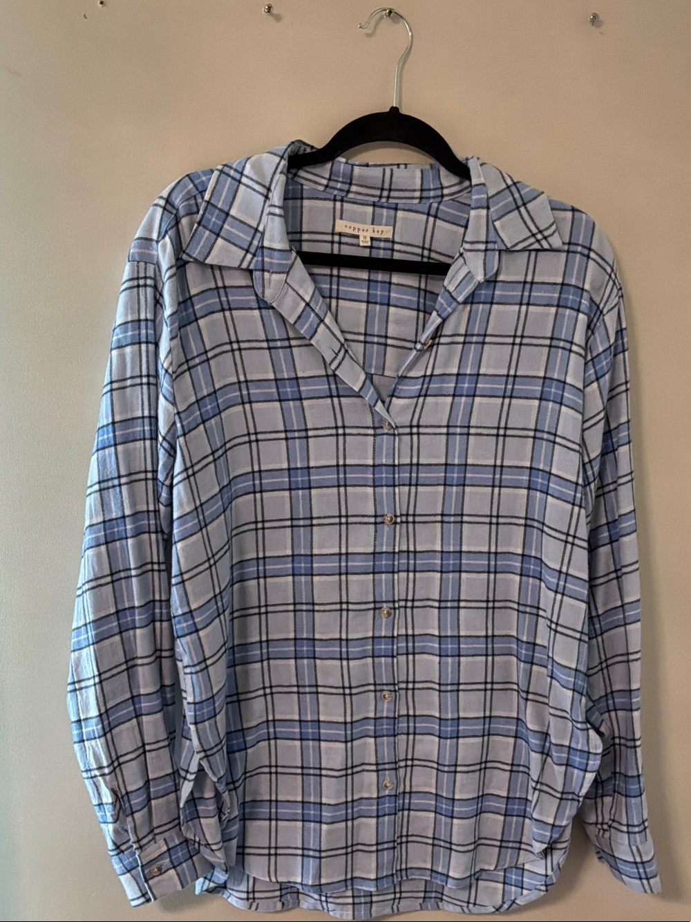 Copper Key Light Blue and Navy Plaid Shirt